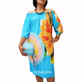 poncho top dress blue handpainting flowers